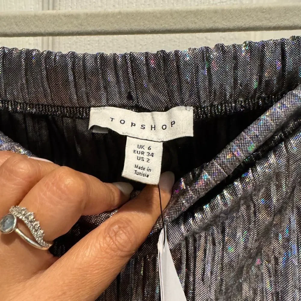 Topshop iridescent pleated  midi skirt US size 2